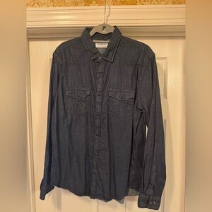 Express Men's Dark Blue Jean Casual Shirt